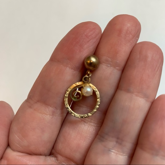 LOT 5 Five Pr Screw back Earrings Vintage Gold Tone Rhinestone Floral Black - Picture 12 of 14